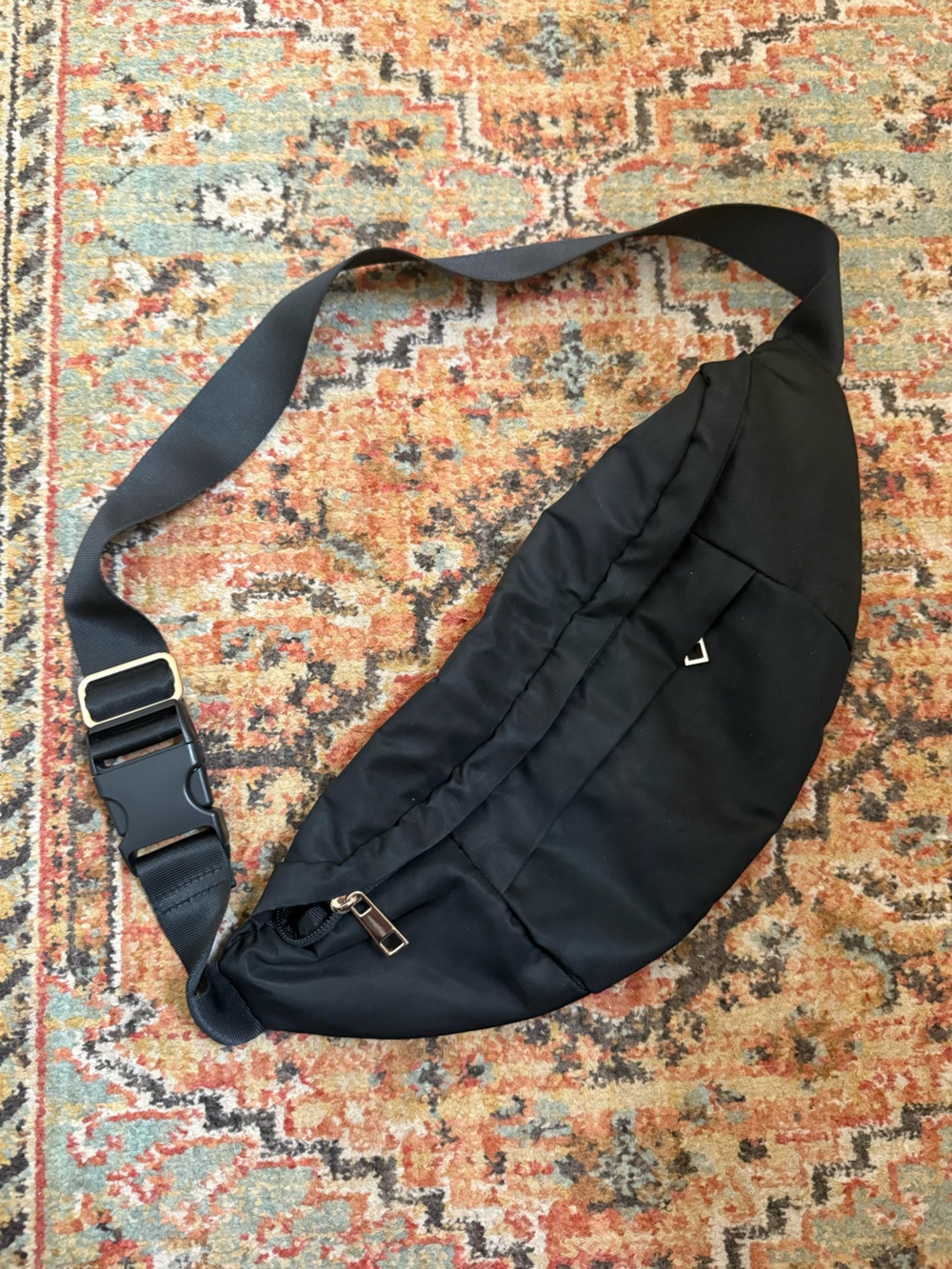 Women’s Black Bum Bag with Gold Hardware